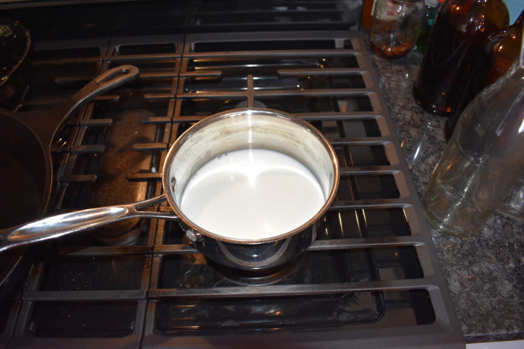 Milk and water heating in a pot