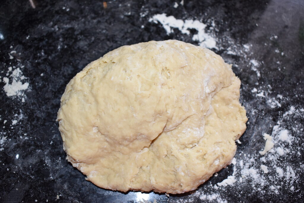 Rough dough before kneading