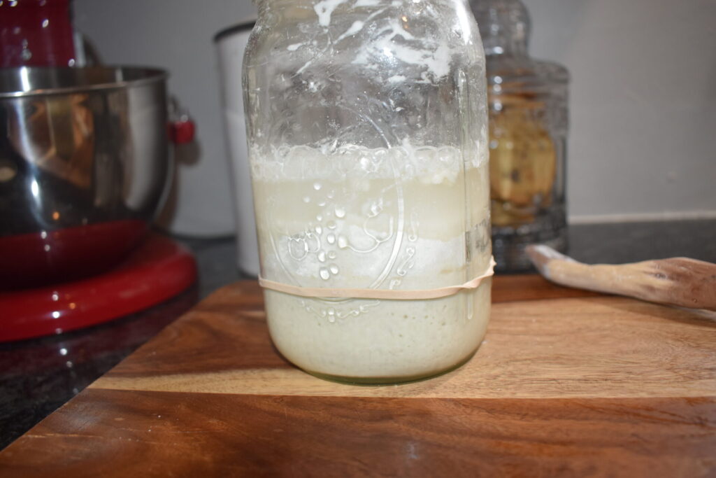 Sourdough starter that has flour and water added