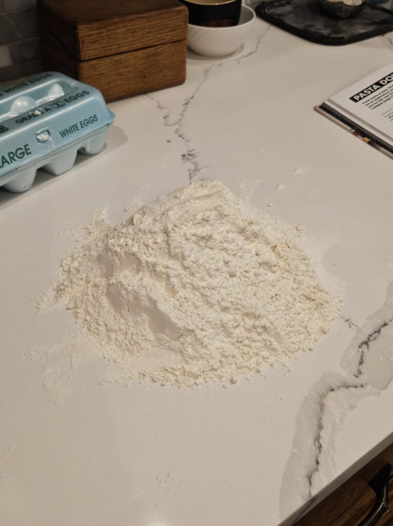 Pile of flour on a counter