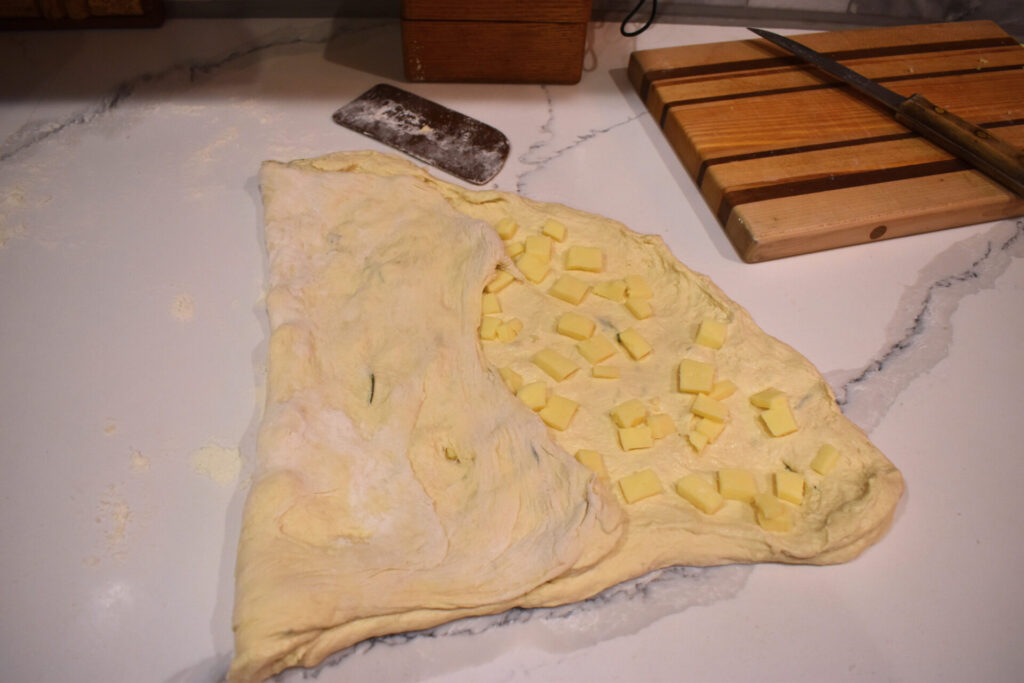 rosemary cheese sourdough folded